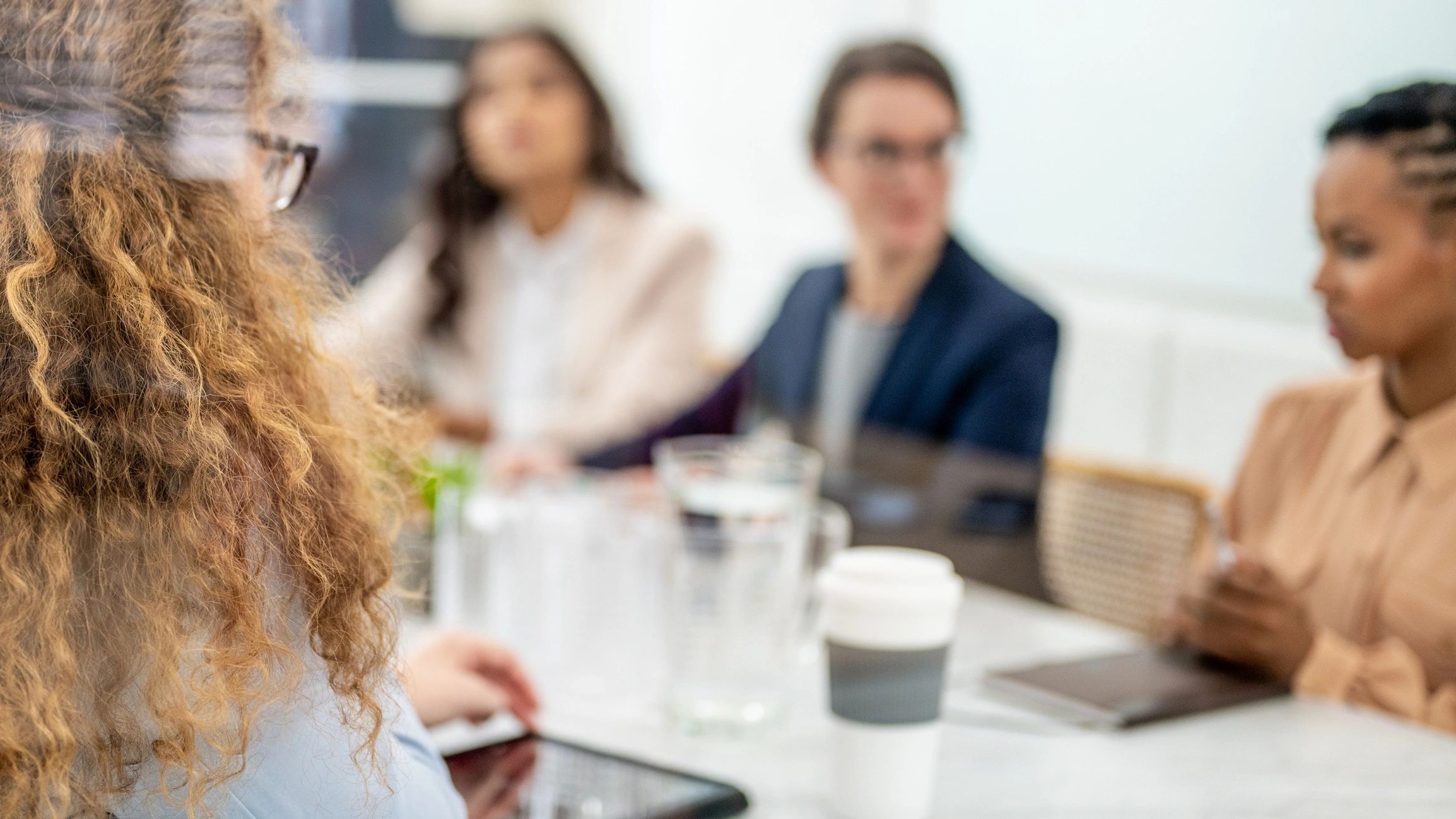 Consulting team brainstorming in a conference room