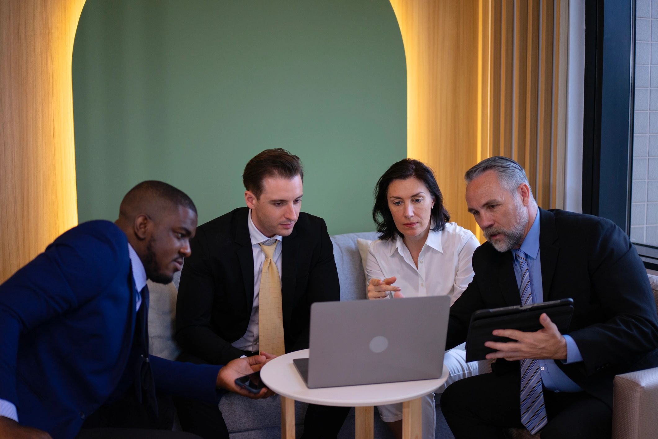 Corporate team meeting in a modern office